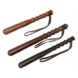 Three police turned hardwood truncheons 
