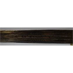  17th century and later Basket Hilt sword, 79cm steel blade stamped Thomas Hvmffreies, London Fecit, Anno 1668, wire bound sharkskin grip, brass pommel with steel nut, pierced brass three-quarter guard, L97cm overall   
