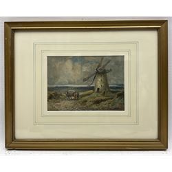William Manners (British 1860-1930): 'Windmill near St Annes', watercolour signed, titled beneath mount verso 12cm x 17.5cm 