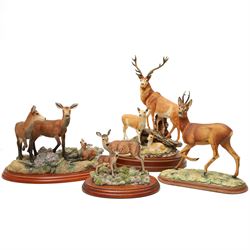 Border Fine Arts group 'Red Hind, Follower & Calf', another of a deer by James Harvey 262/...