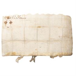 Algernon Percy, 10th Earl of Northumberland: English Civil War period vellum indenture, da...