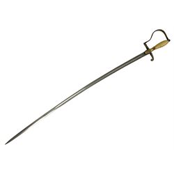1900-1918 German Imperial NCO sabre with WW2 modifications of Wehrmacht insignia to the langet, 79cm slightly curving fullered blade and brass hilt, the knucklebow chased with oak leaves and acorns L90.5cm overall
This item has been registered for sale under Section 10 of the APHA Ivory Act 