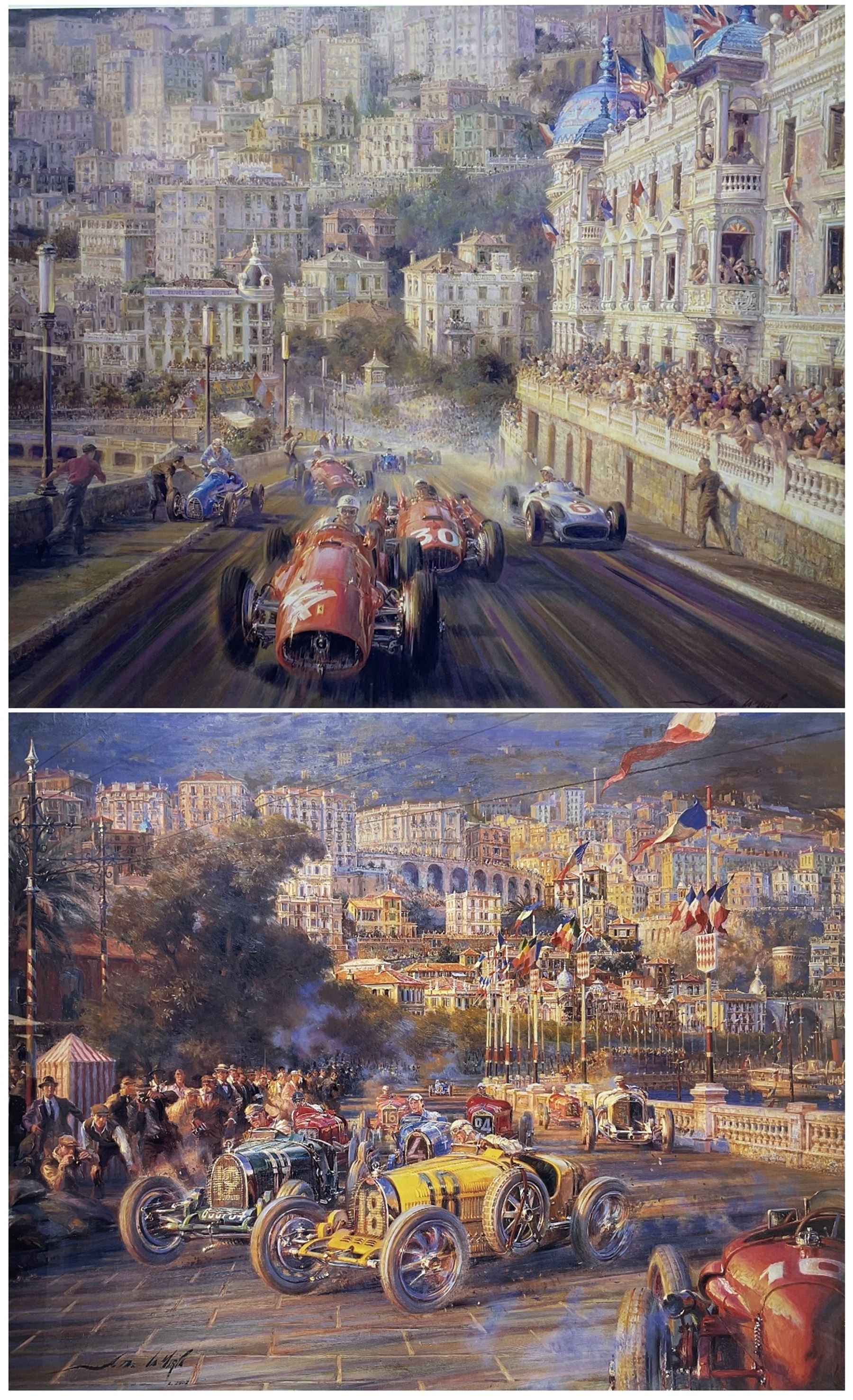 Alfredo De La Maria (Uruguayan 1945-): 'Monaco Grand Prix 1929' and 'Monaco Magic', two limited edition prints 62cm x 73cm and 60cm x 68cm (2)