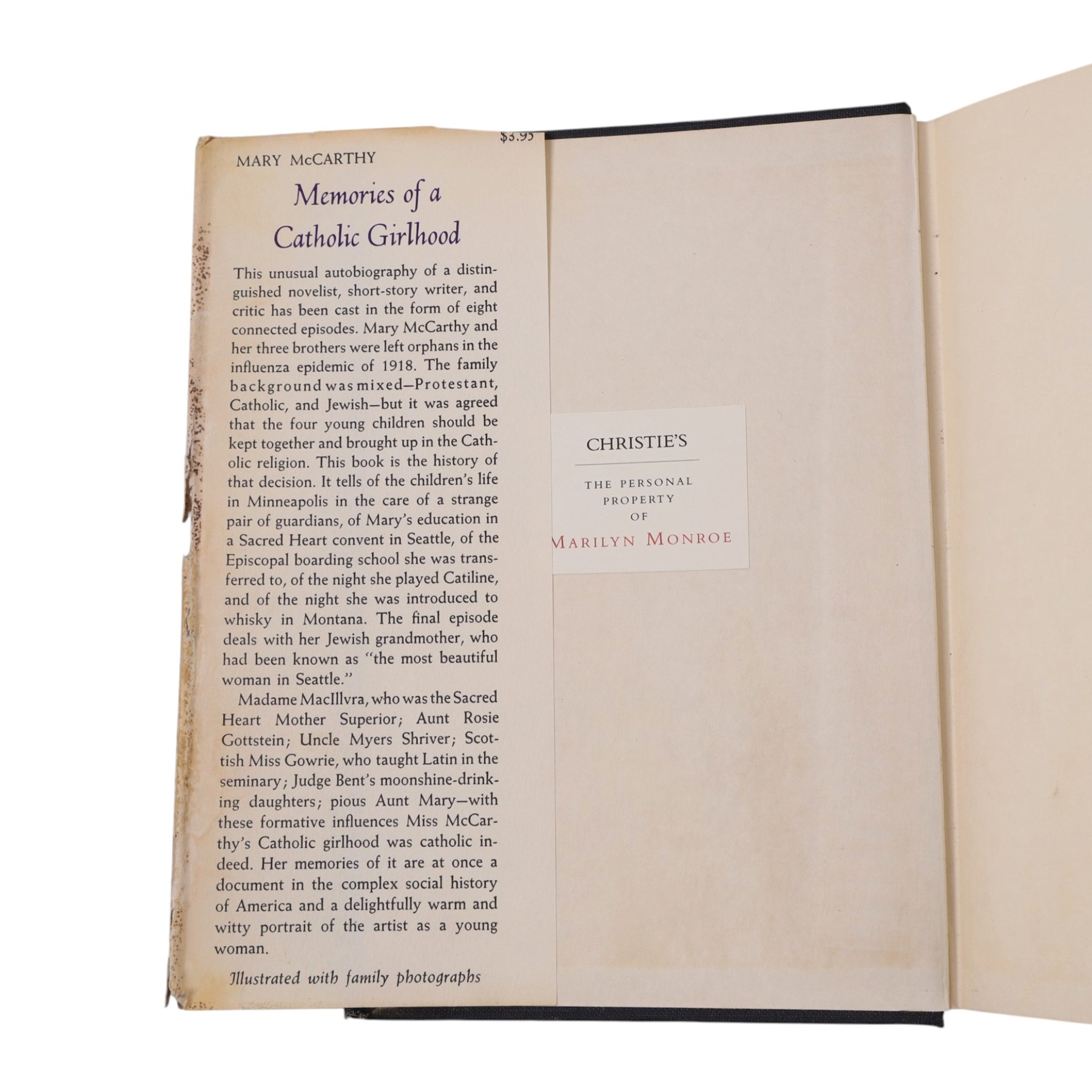 Marilyn Monroe - six religious books originally owned by Marilyn Monroe, purchased as part of lot 561 from 'The Personal Property of Marilyn Monroe' auction held at Christies, New York, October 1999, to include Kazantzakis, Nikos: The Saviors of God Spiritual Exercises, Doresse, Jean: The Secret Books of the Egyptian Gnostics, McCarthy, Mary: Memories of a Catholic Girlhood, Buber, Martin: The Tales of Rabbi Nachman, etc