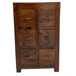 Hardwood six drawer chest and hardwood bookcase