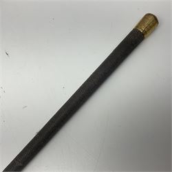 Victorian Callow & Son Park Lane presentation riding crop, the hallmarked 15ct gold mount inscribed  'B.M. from J.S. L. Gatcombe Steeple Chases 1868 