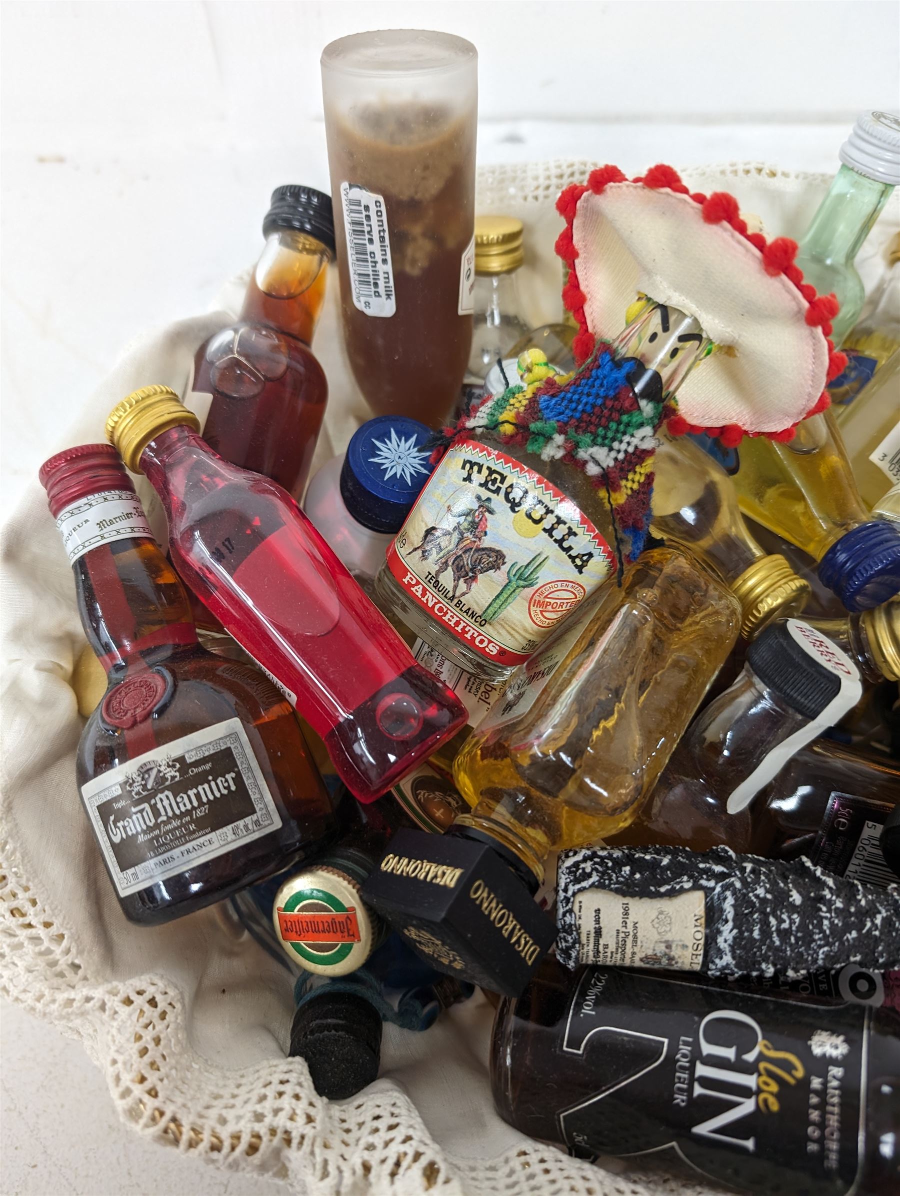 Mixed alcohol miniatures, including Disaronno, Lyme Bay Sloe liqueur, Grand Marnier etc, various contents and proof  