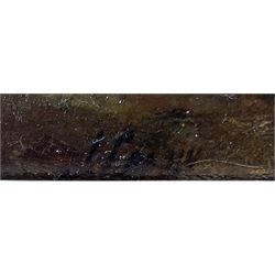 Circle of John Crome (British 1768-1821): 'A Woodland Scene near Norwich', oil on board laid on oak panel bears signature, old title label verso 14cm x 26cm