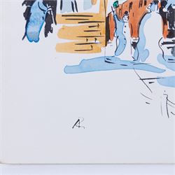 Angus Bernard Rands (British 1922-1985): Winter Scenes, set of four watercolours signed with initials, one dated 1972, max 15cm x 21cm; together with a collection of memorabilia, including a letter and various Christmas cards (unframed)