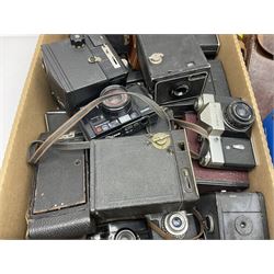 Collection of vintage cameras and equipment, to include Portrait Brownie, Kodak ColourSnap 35, Comet S, Zenit-B etc 