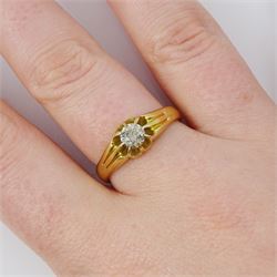 Early 20th century gold diamond ring, eight claw set with a single old cut diamond of approx 0.45 carat, stamped 18ct