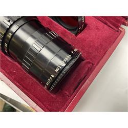 Arriflex 16 camera body, serial no. 11250, three 400ft magazines, cased filter set, 'Angenieux-Zoom Type 4x17.5B F.17.5-70mm' lens, serial no. 1199886 cases and other Addiflex equipment in hard case 