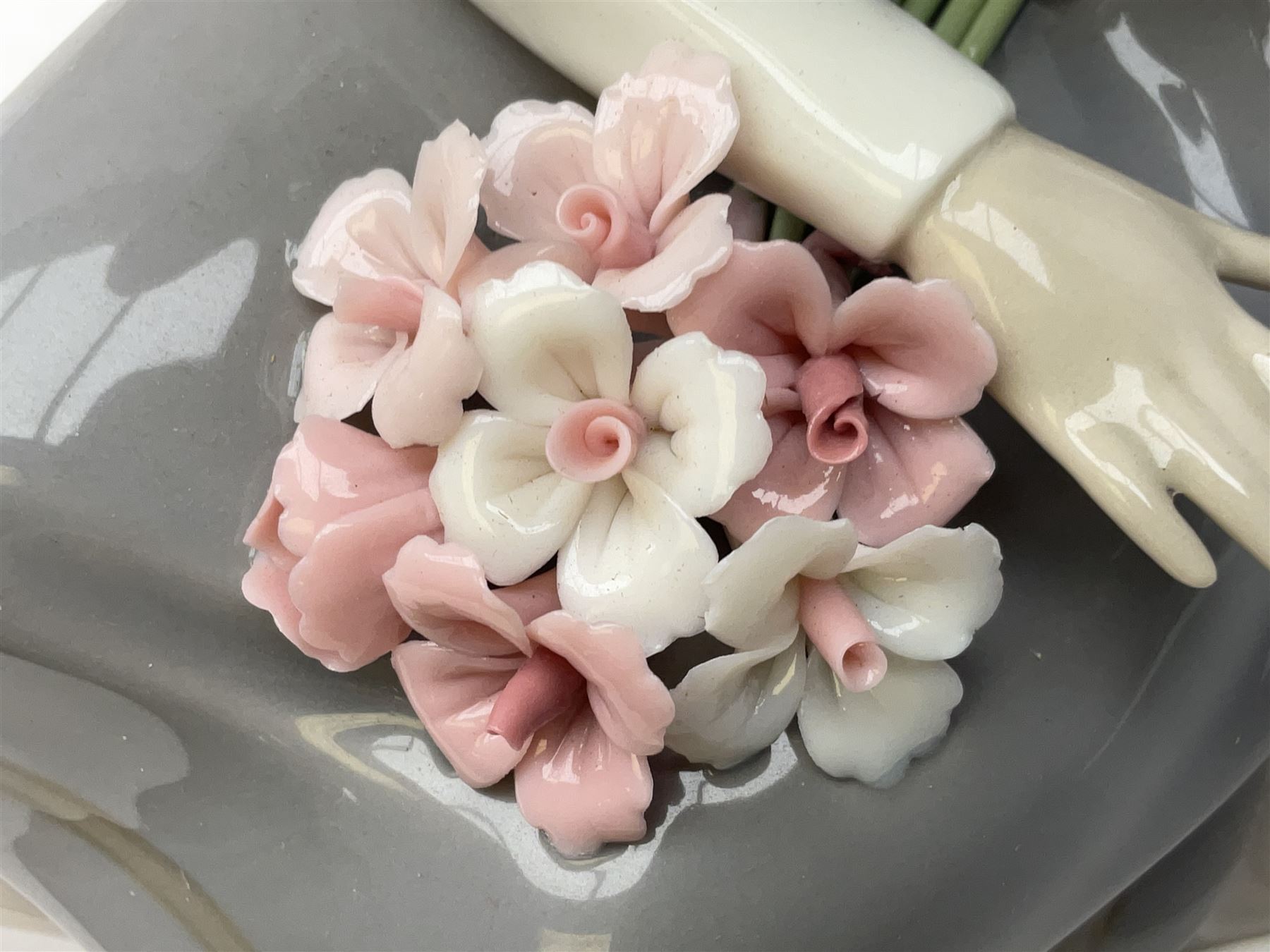 Four Lladro figures, comprising Afternoon Promenade no 7636, Nostalgia no 5071, both with original boxes, Girl with Lilies no 4972 and Madonna no 4534, largest example H27cm