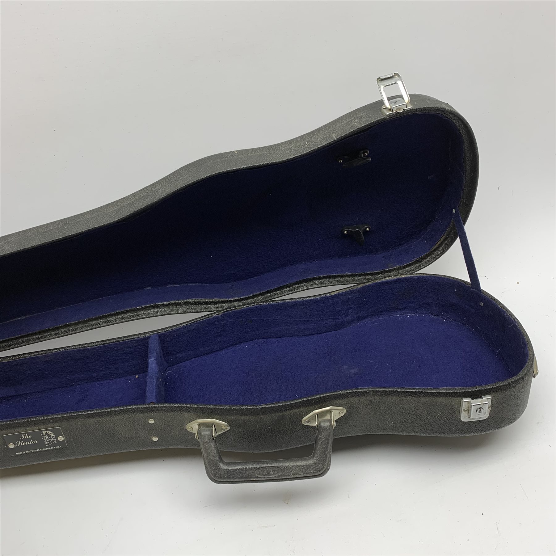  Maidstone School violin c1930 with 36cm two-piece maple back and spruce top, bears label 'The Maidstone School Orchestra Association 463 Oxford Street London Made in Czechoslovakia', L59cm overall, in carrying case  
