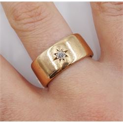 Early 20th century 9ct rose gold, gypsy set single stone diamond ring, Birmingham 1917