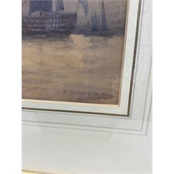 Robert William Esdaile Richardson (British 1861-1941): 'HMS Victory' in Portsmouth Harbour, watercolour signed and titled 27cm x 20cm