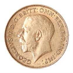 King George V 1913 gold half sovereign coin