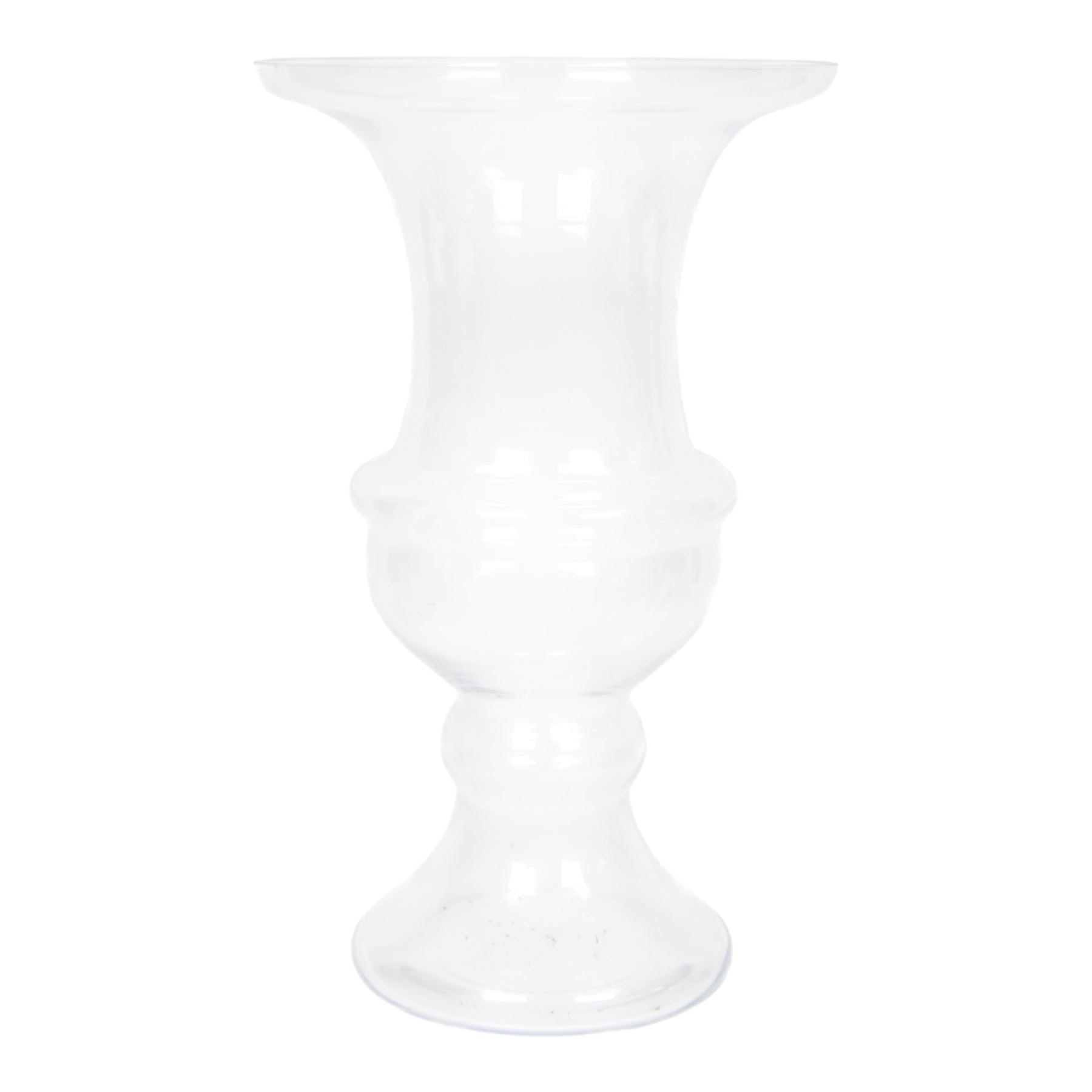 Large clear glass floristry vase, of urn form with flared rim, H60cm