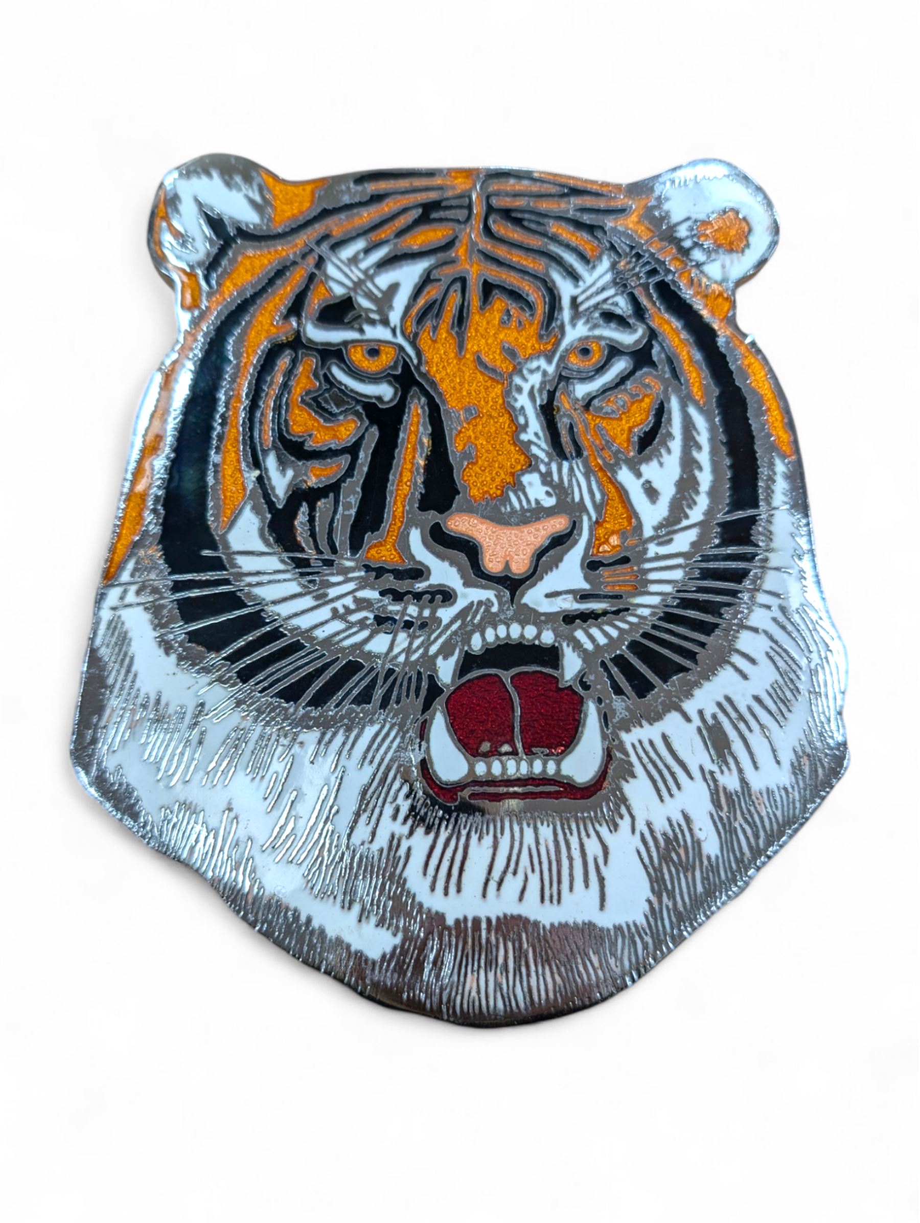 1980's enamel and chrome vehicle badge for Layland Tiger bus/coach, made by Manhattan Windsor