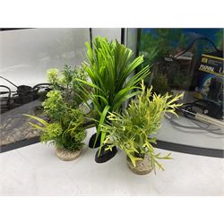 Two fish aquariums, comprising Interpet Aquapod LED starter kit 45l and PAH Fishbox 48l, with various accessories, tallest H40cm