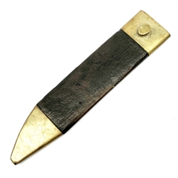 Large Bowie knife, the 20cm steel blade marked R. Coope(r?) Sheffield England, with plated crosspiece and pistol grip embossed with scrolls and anthemion, in plated and leather scabbard L33cm overall