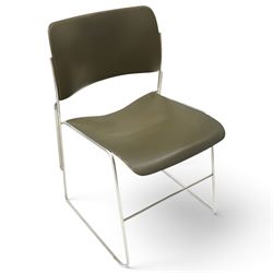 David Rowland for Howe - set four mid-20th century black and chrome 40/4 stacking chairs, metal seats with powder coated black finish, chrome tubular supports 