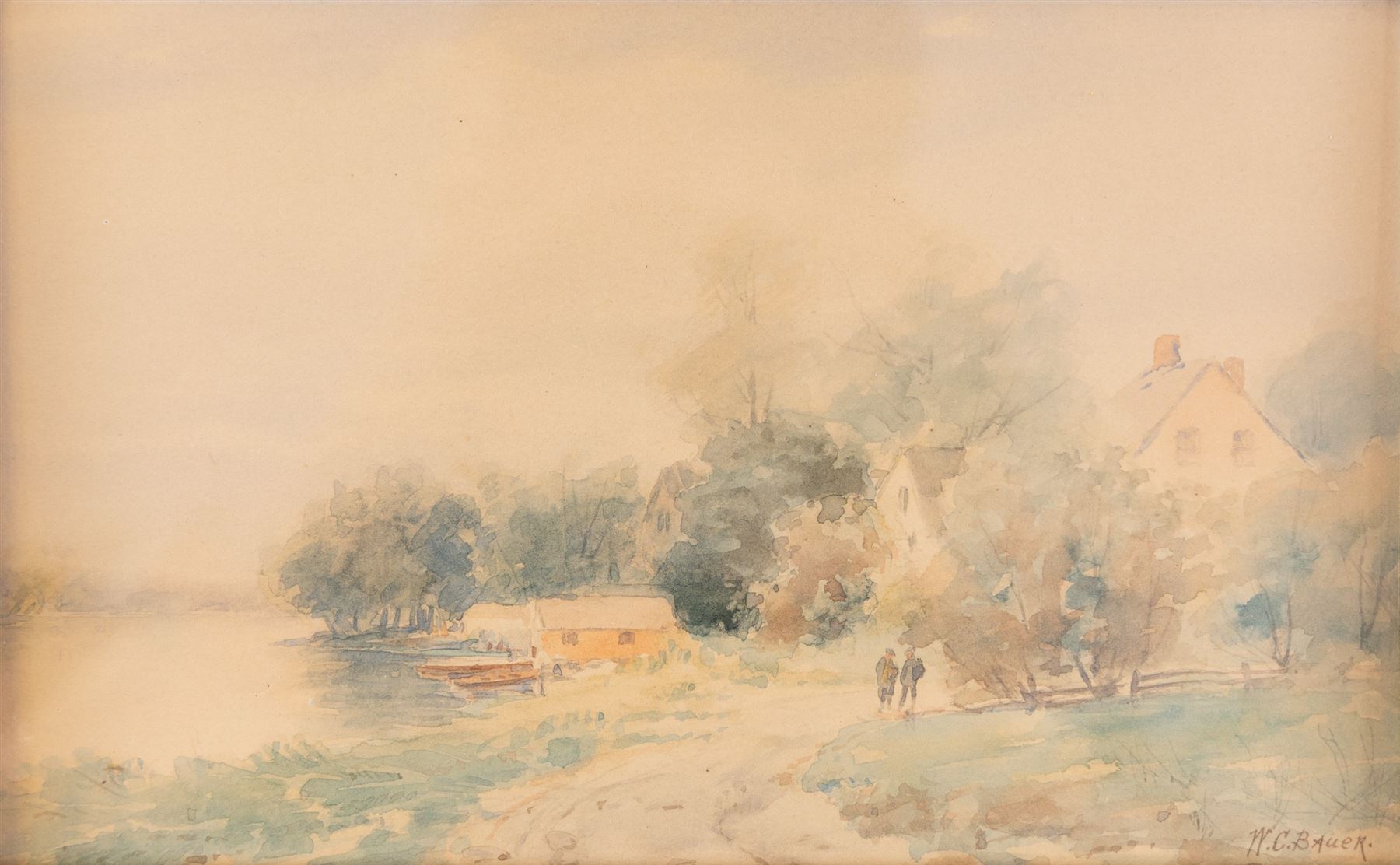 Willem Cornelis Bauer (Dutch 1862-1904): Path by a Lakeside, watercolour signed 12.5cm x 20cm
