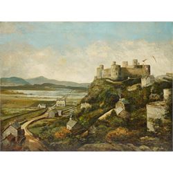 Manner of William Ellis (British 1747-1810): Harlech Castle - Gwynedd, oil on canvas indis...