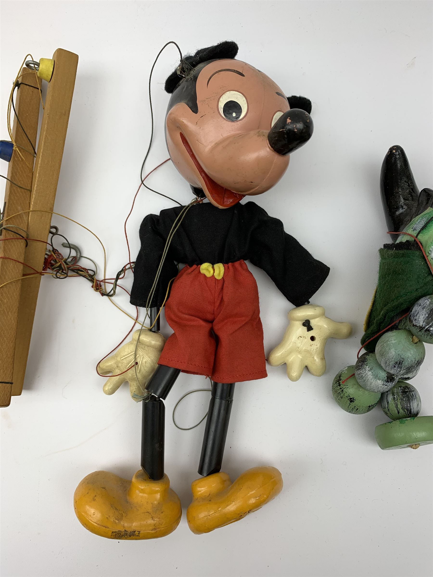 Pelham Puppets Baby Dragon in yellow box; and unboxed Mickey Mouse (2