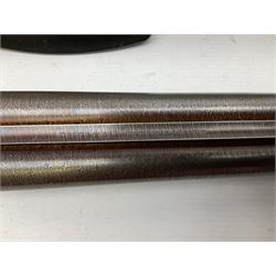 Midland Gun Company Birmingham & London 12-bore side-by-side box-lock non-ejector double barrel shotgun with 76cm damascus barrels, Prince of Wales style walnut stock with chequered grip and fore-end, top safety and engraved lock no.62160 L120cm overall; in scratch built baize lined wooden case. SHOTGUN CERTIFICATE REQUIRED.