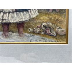 Elizabeth Sorrell (British 1916-1991): 'A Day at the Seaside', watercolour signed and dated 1981, titled verso 53cm x 35cm 