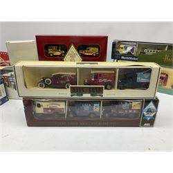 Collection of Diecast model vehicles, including Lledo The Golden Days of the Film Industry limited edition set, Lledo H Samuel boxed vehicle, and other similar examples 