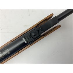 Hatsan .22 break-action air rifle retailed by Edgar brothers with 46cm barrel including fully integrated sound moderator, No.092031501; L113cm overall; in gun sleeve; together with Hawke Vantage 2-7x32 telescopic sight, Bressler Condor 24-72x100 spotting scope with carrying case and Velbon EF-61 tripod; all boxed (4)