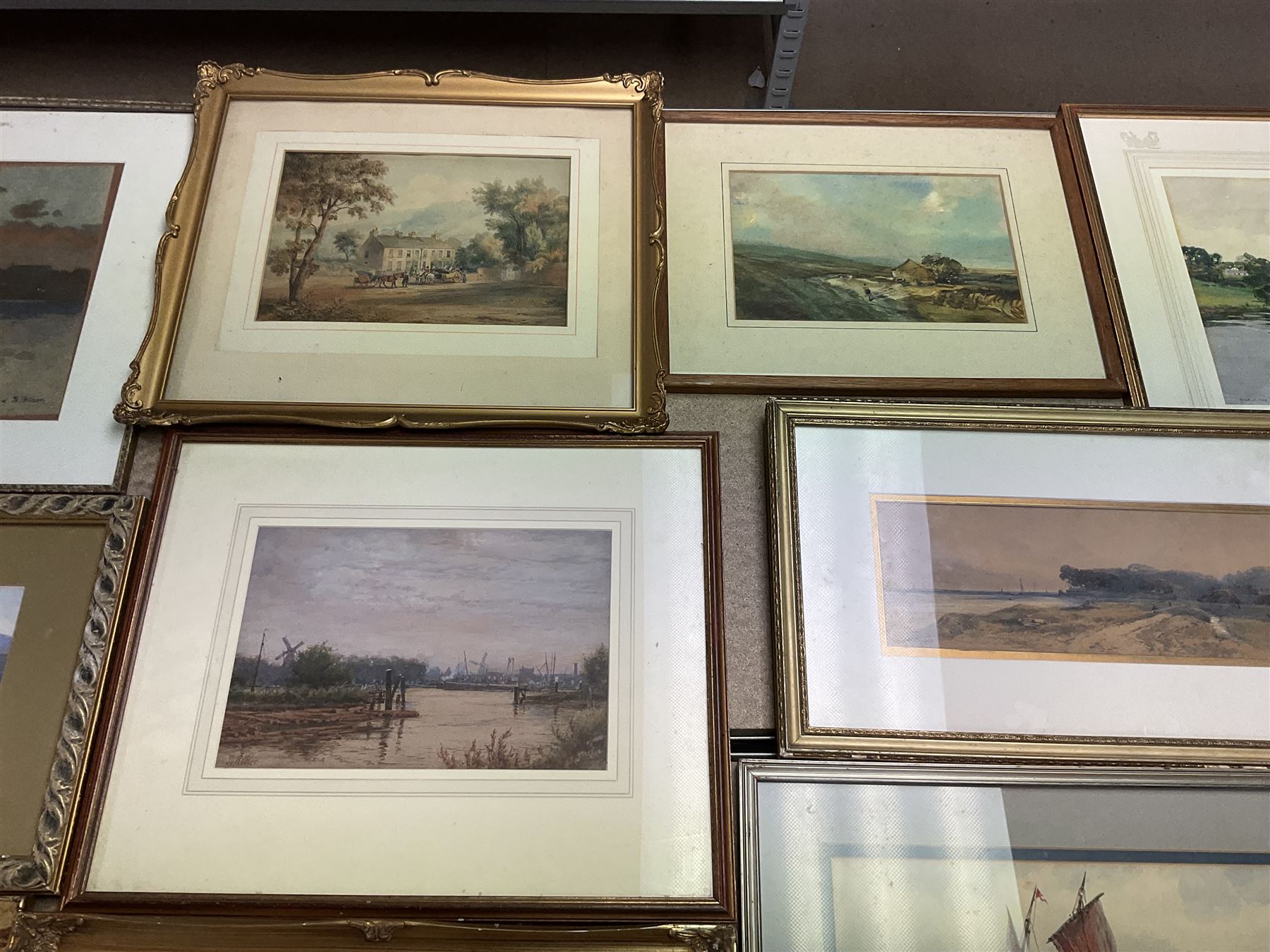 Collection of 19th and early 20th century watercolours, artists including Fred R Gibson, Joseph Pighills, Norman Wilkinson, George Anderson Short, George Stratton Ferrier,  John Dobby Walker, WH Gray, William Woodhouse, R Thomas, Claude Hayes, W Harrison, Mary Weatherill, Robert Houston, Tom Jones, etc (17)