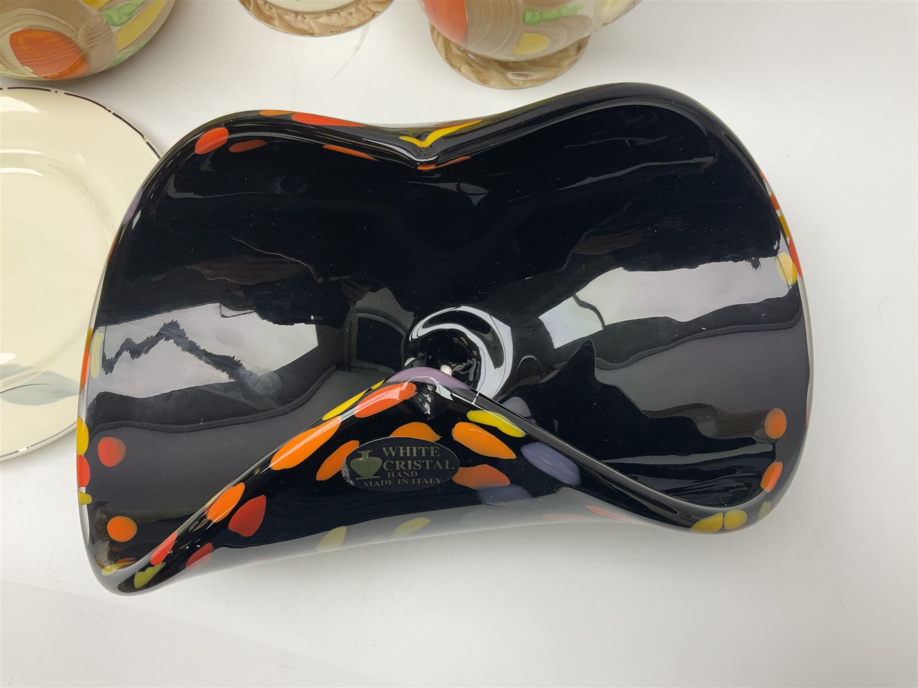 Murano glass dish together with three Myott jugs etc