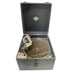 Portable wind-up record player, manufactured by C. Gilbert & Co. Ltd., Sheffield