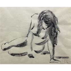 Rosanna Chittenden (British 20t century): 'Nude', brush and ink signed and dated '73, labelled verso 16cm x 20cm