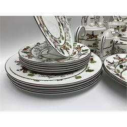 Wedgwood Hunting Scenes dinner and tea service for ten, to include dinner plates, side plates, dessert plates, cups and saucers, mugs, two large teapots, two milk jugs, etc, together with matching items by coalport and Staffordshire (94)
