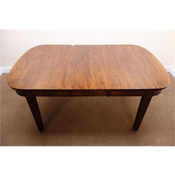  19th century mahogany extending dining table, single leaf, square tapering reeded supports, W174cm, H75cm, D107cm (max measurements) mao0107  