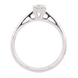 18ct white gold diamond ring, single stone round brilliant cut diamond of approx 0.30 carat, in a four claw setting, hallmarked