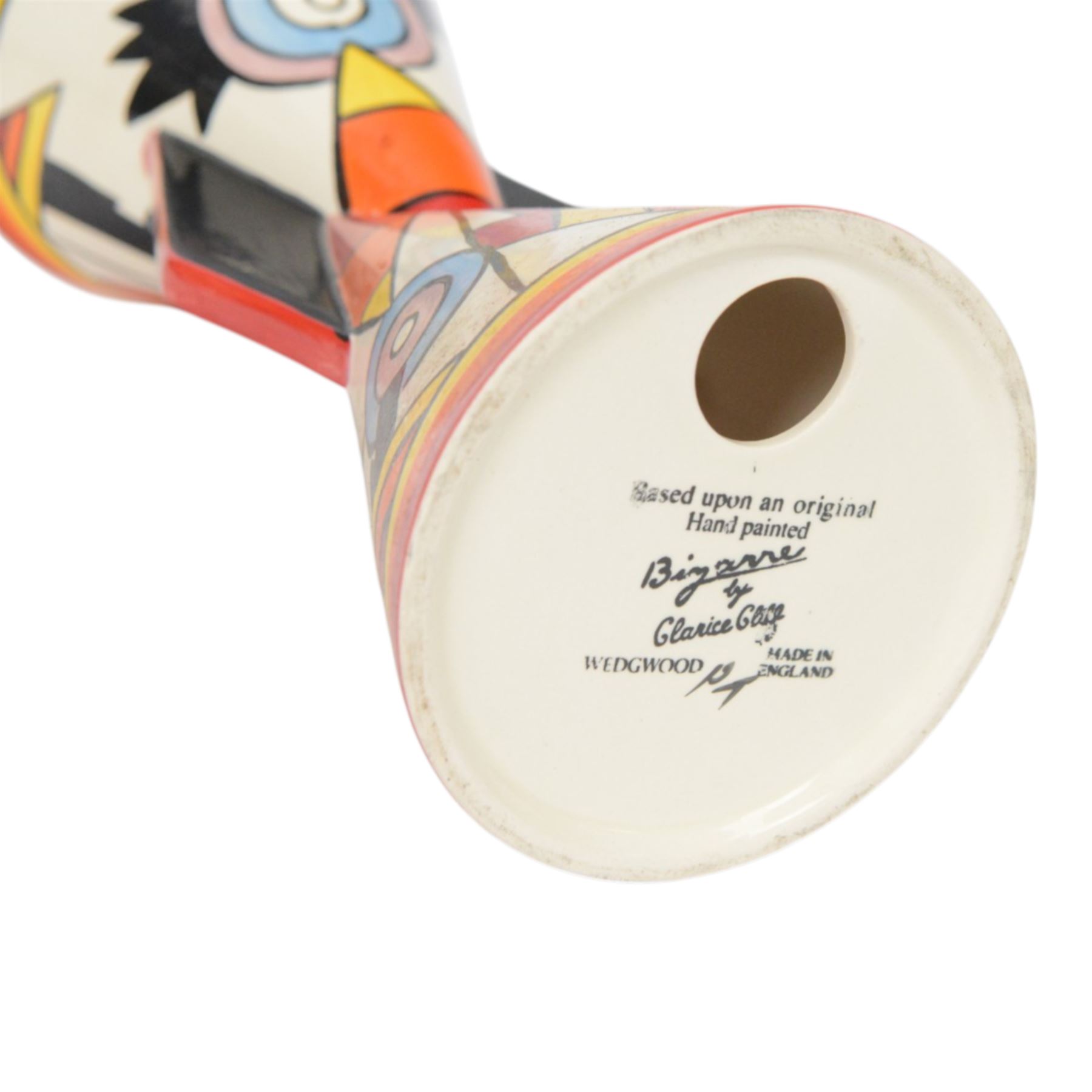 Wedgwood Bizarre by Clarice Cliff, Lightning Yo Yo vase, hand painted based upon an original, limited edition 165/250, with certificate and box, H23cm 