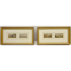  The Regal Set, four George Baxter needle-box prints each 2.5cm x 4.5cm in two frames  