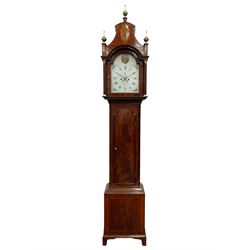 Denton & Fox of Hull – Early 19th century mahogany 8-day longcase clock c1802, pagoda pedi...