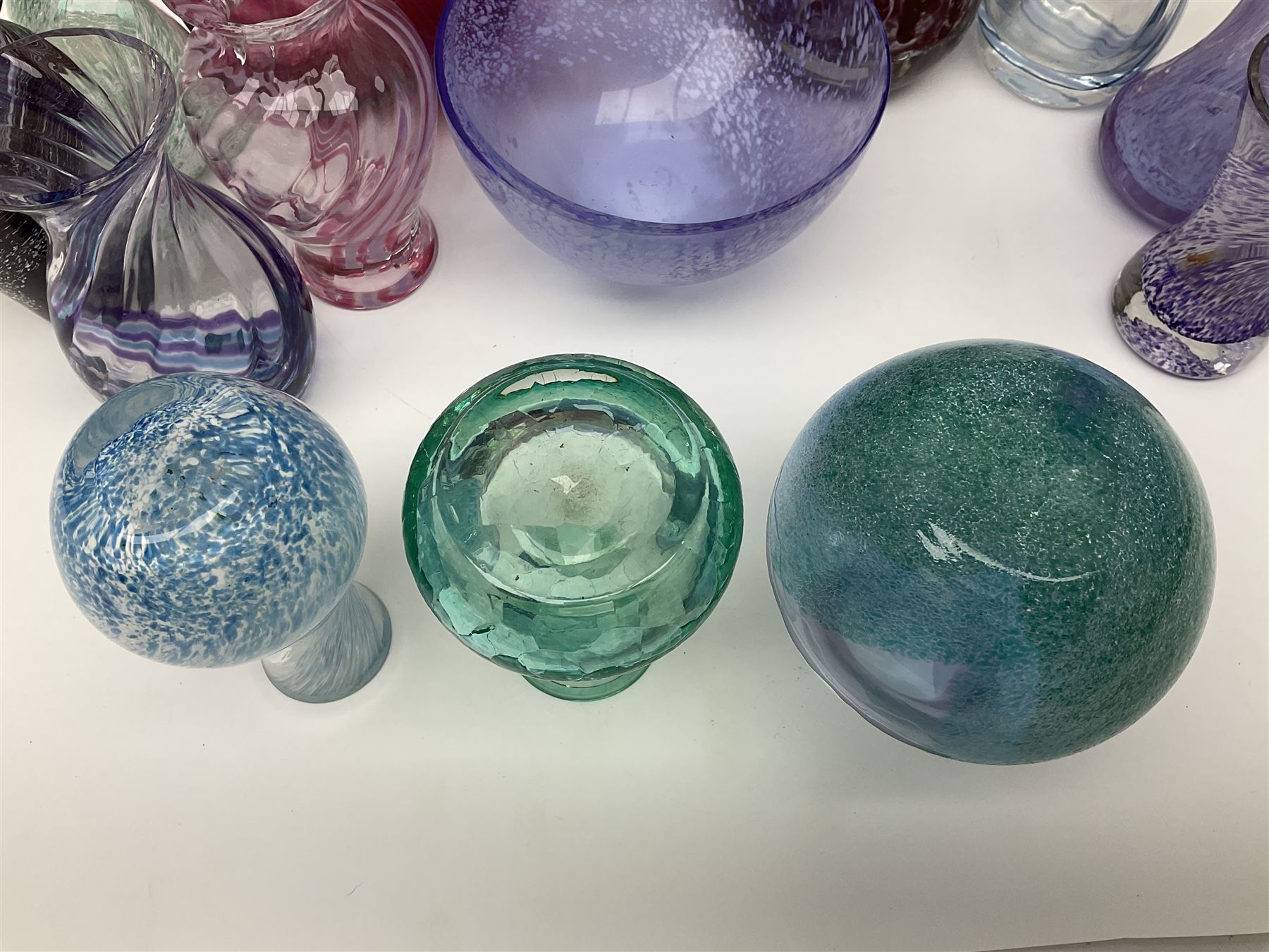 Collection of Caithness glass vases and dishes, to include mottled and swirl designs,  largest 20cm (23)