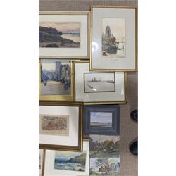 Collection of mostly watercolours, variously signed, artists to include Tom Anderton, Walter Henry Sweet, James Robertson Miller, Percy Hipkiss, J B Donaldson, Phil Smith and others indistinctly signed, contents in one box 