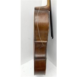 German Saxony three-quarter size cello for restoration, c1920, with 69cm two-piece maple back and ribs and two-piece spruce top, L111cm overall; with bow and canvas carrying case