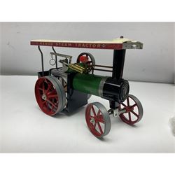 Mamod T.E.1a traction engine, boxed with accessories and paperwork; and Mamod OW1 open trailer, boxed (2)