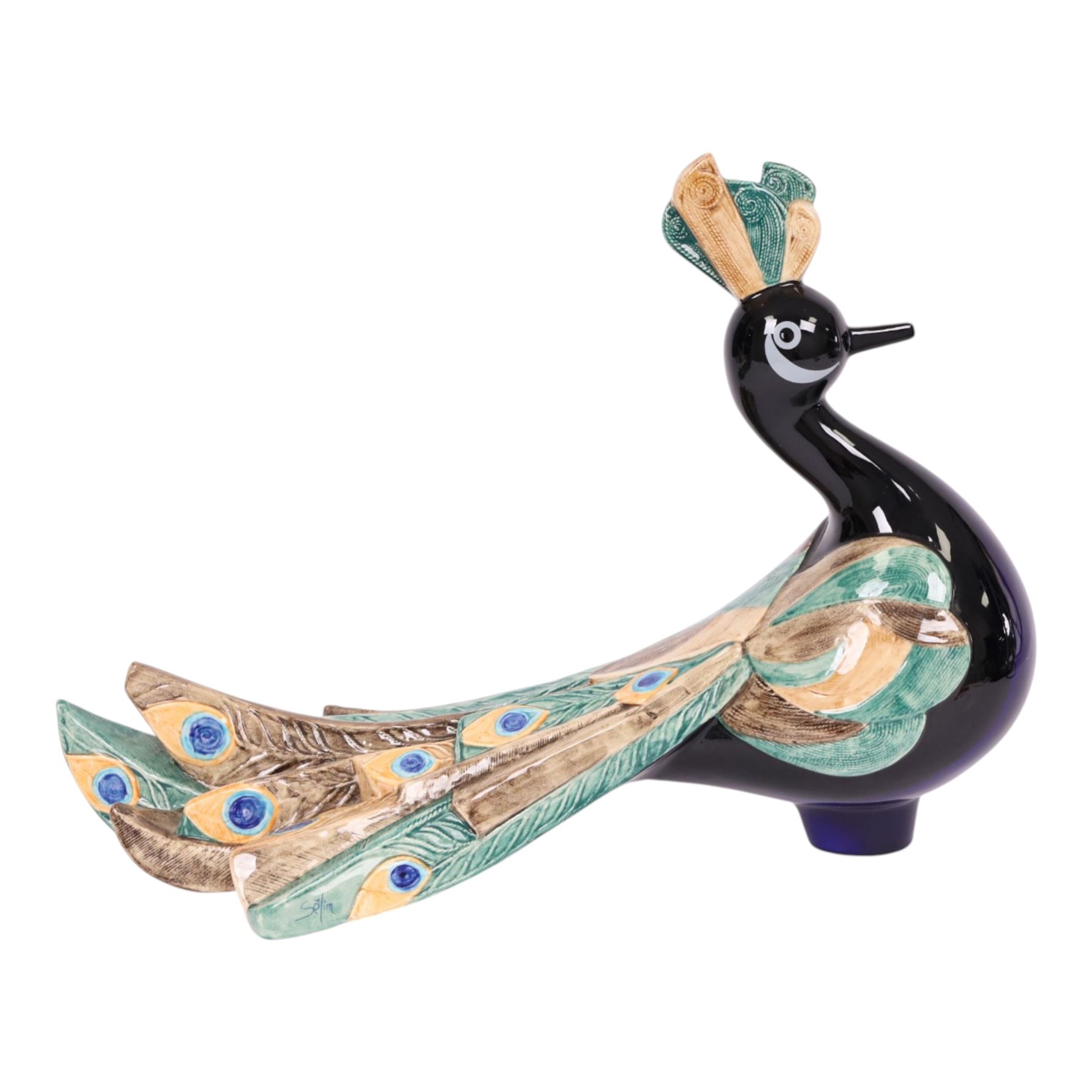 Pair of Goebel Peacock, numbered on base 3894028, signed Selim, H28cm