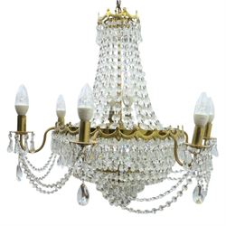 Late 20th century glass six branch chandelier, beaded glass  