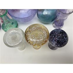 Collection of Caithness glass vases and dishes, to include mottled and swirl designs,  largest 20cm (23)